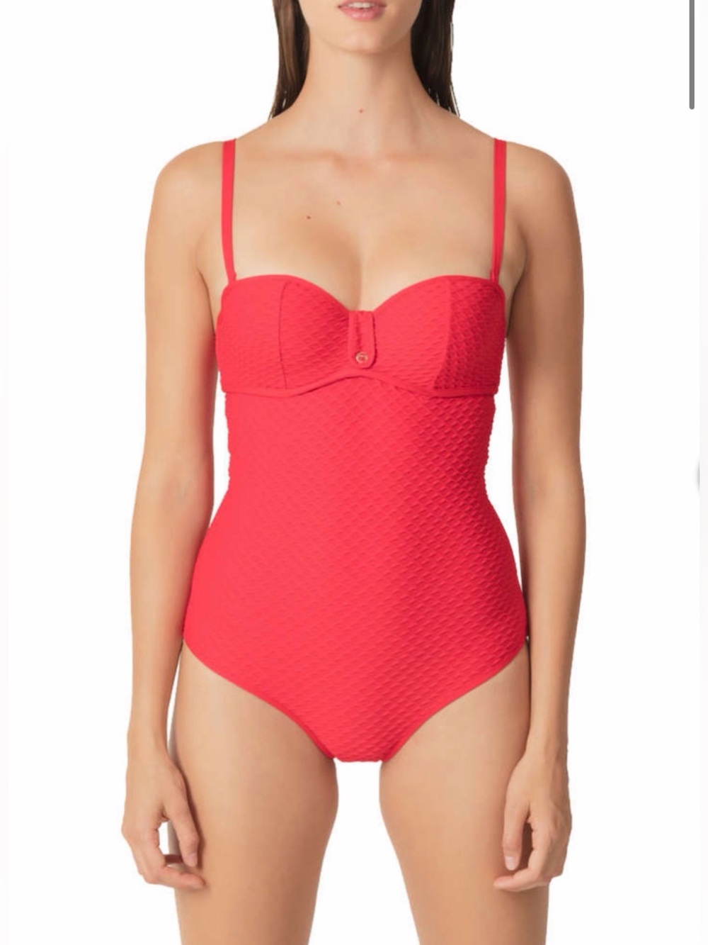 Marie Jo Swim Brigitte padded strapless swimsuit in Red Sz S Luxury Euro Summer